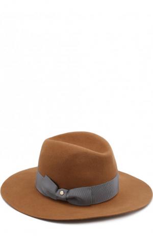Фетровая шляпа с лентой Inverni. Цвет: светло-коричневый