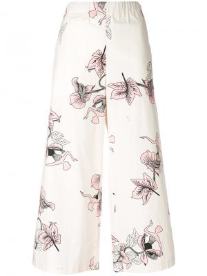 Укороченные брюки с цветочным узором Vivetta. Цвет: телесный