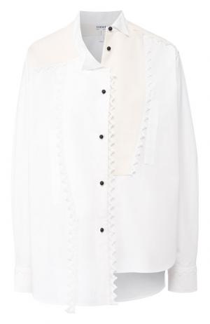 Хлопковая блуза асимметричного кроя Loewe. Цвет: белый