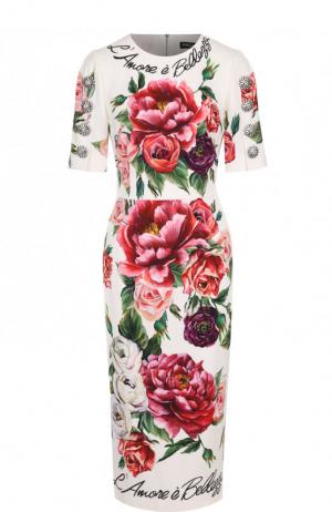 Приталенное платье-миди с цветочным принтом Dolce & Gabbana. Цвет: разноцветный