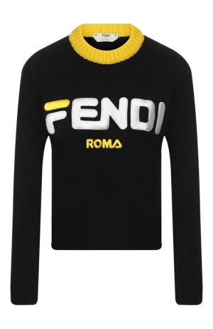 Пуловер из смеси шерсти и кашемира с логотипом бренда Fendi. Цвет: черный