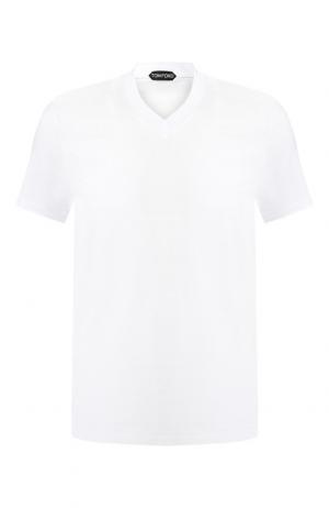 Хлопковая футболка с V-образным вырезом Tom Ford. Цвет: белый